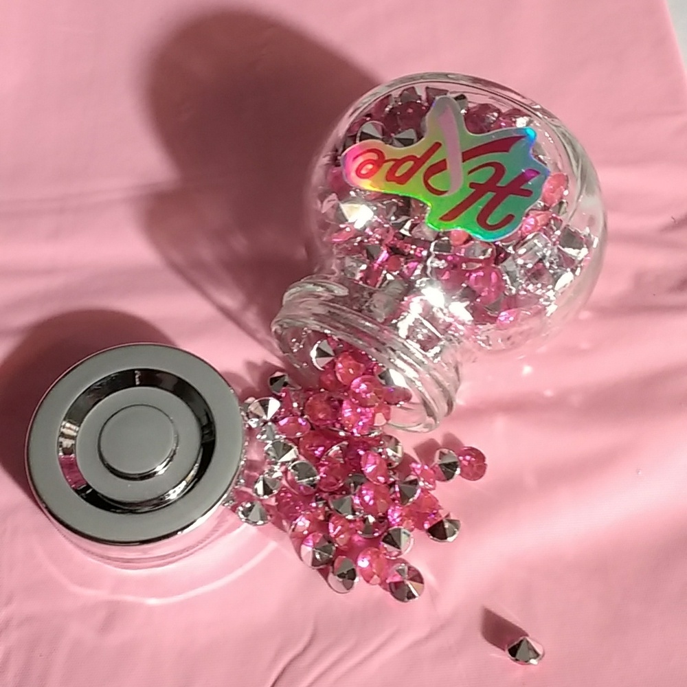 Breast Cancer Awareness Pink Rhinestones Gem 1.05 oz Keepsake Bottle Jar Crafts